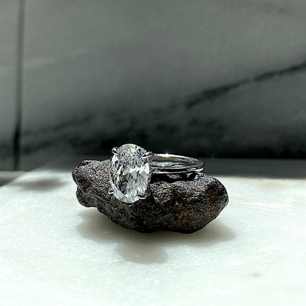 Solitaire Oval Cut Simulated Diamond Ring